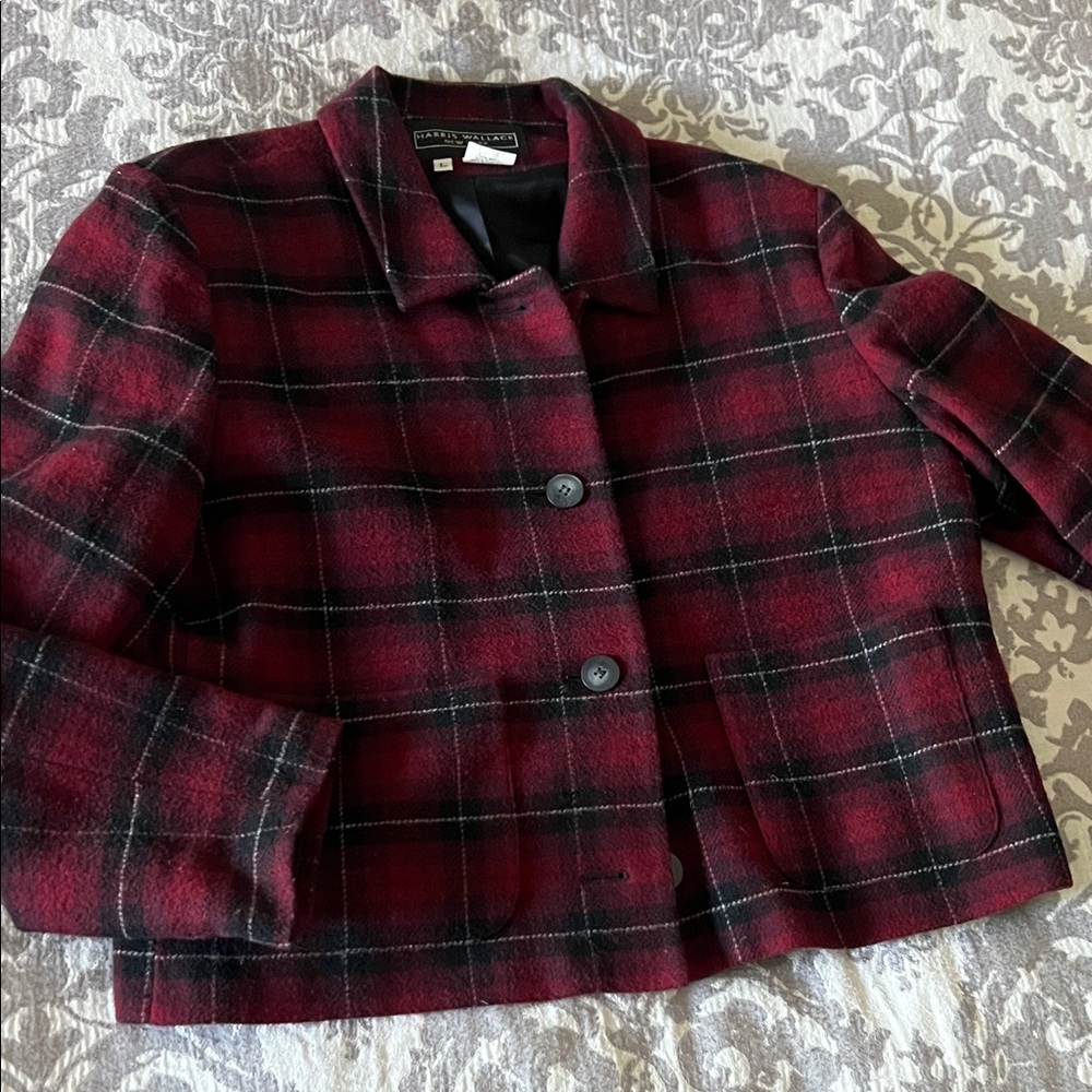 Vintage Harris Wallace Red and Black Tartan Checkered Jacket